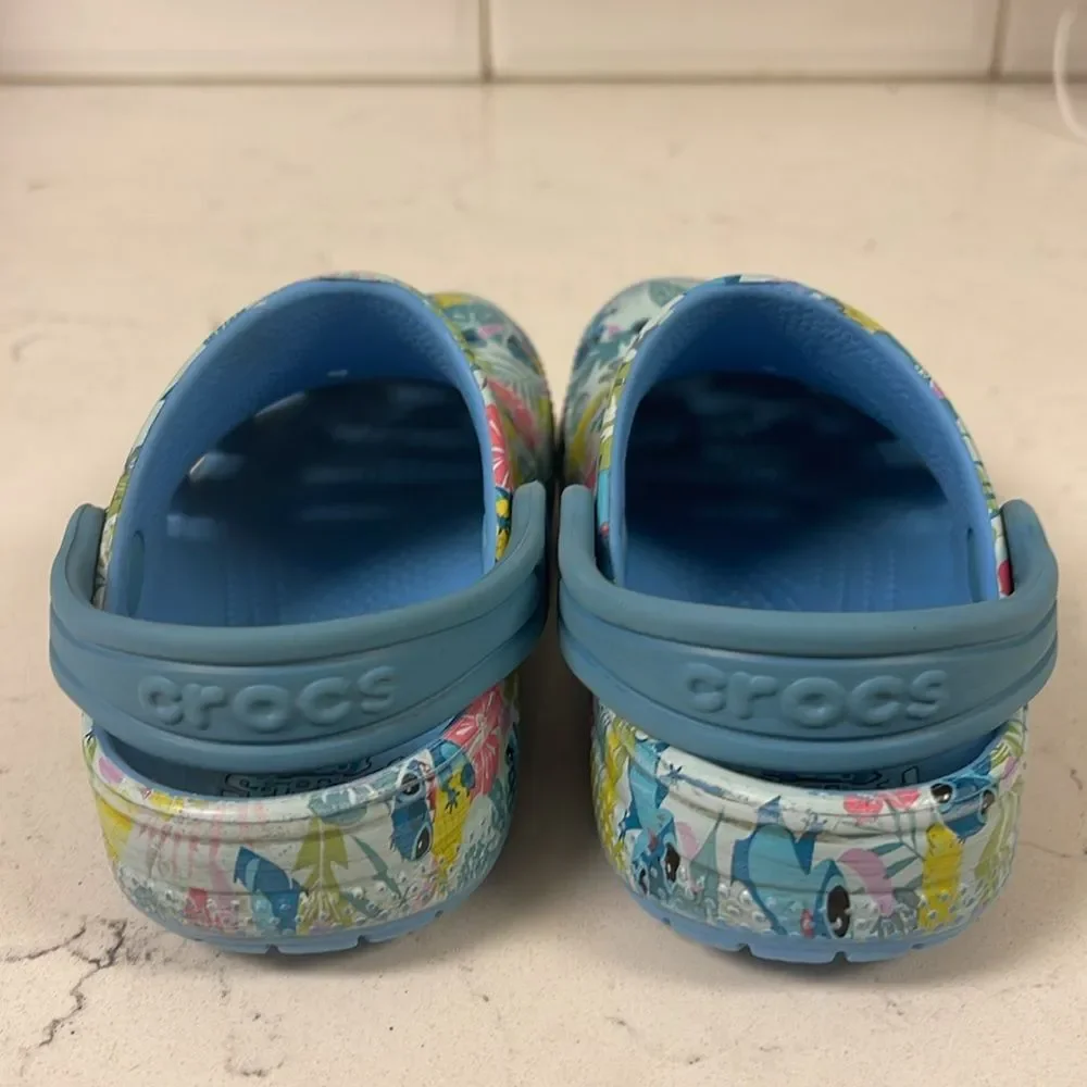 Crocs Toddlers' Disney Stitch Classic Clog Size 9 - Blue Hawaiian Print